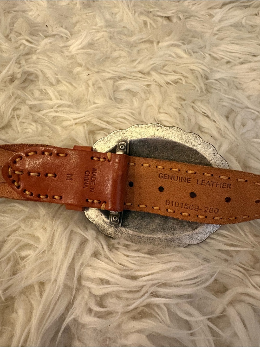 Ralph Lauren Concho Belt Brown Leather Braided Native Western M Silver Buckle - Picture 4 of 6